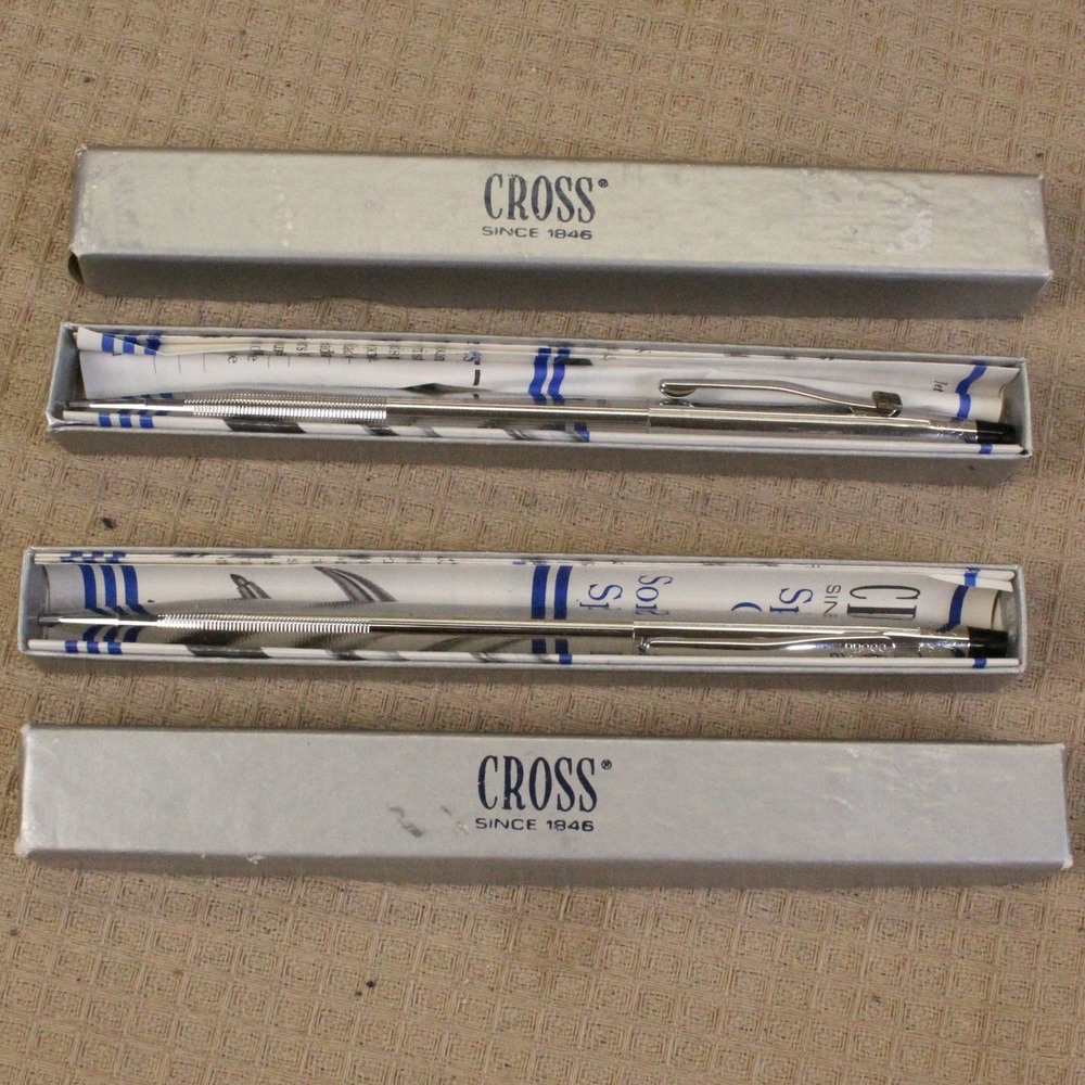 Cross Lustrous Chrome Pen and Pencil Set Silver Vintage Quiet Luxury USA Made